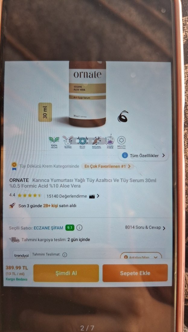 Ornate Karınca Yumurtası Yağlı Tüy Azaltıcı Serum 30ml - Görsel 2