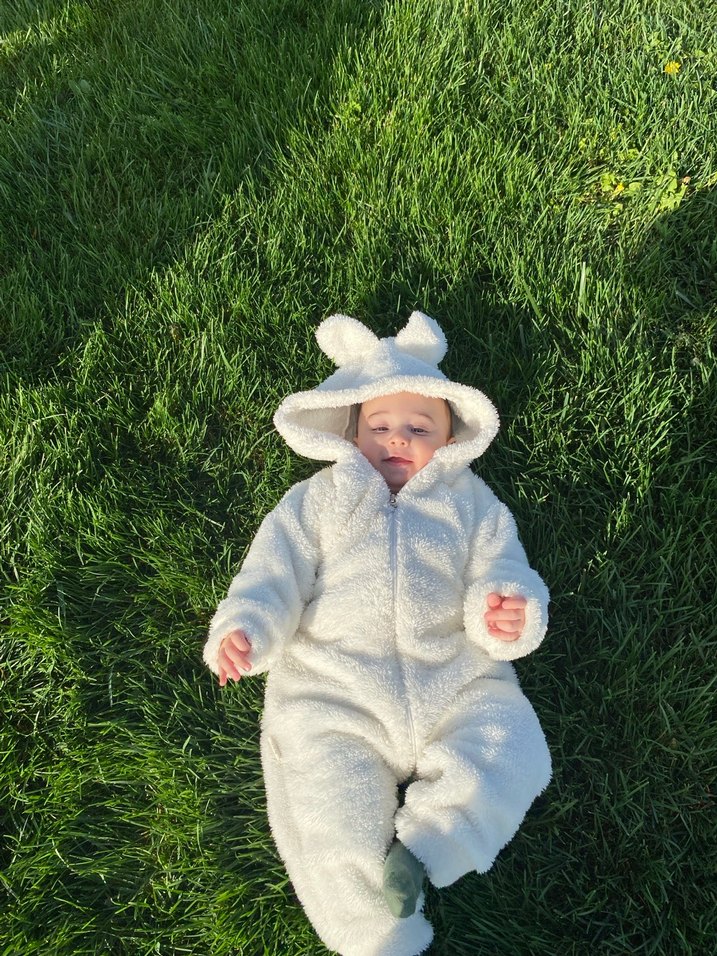 Beyaz Kürklü Kapüşonlu erkek kız  Bebek Tulumu - Görsel 3