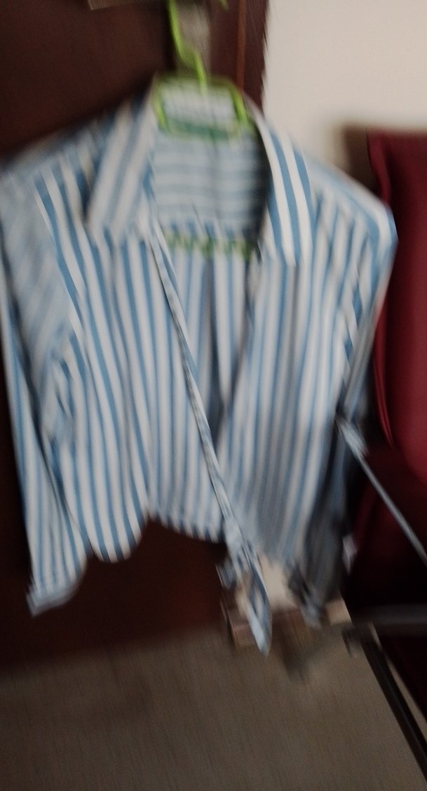 Mavi Çizgili Kadın Gömlek - Görsel 3