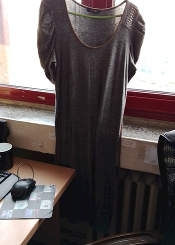 Gri Örme Midi Kadın Elbise - Görsel 3