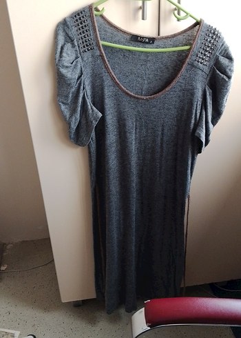 Gri Örme Midi Kadın Elbise - Görsel 2