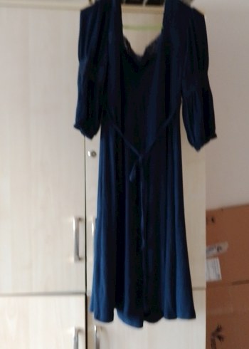 Lacivert Bohem V Yaka Midi Elbise - Görsel 8