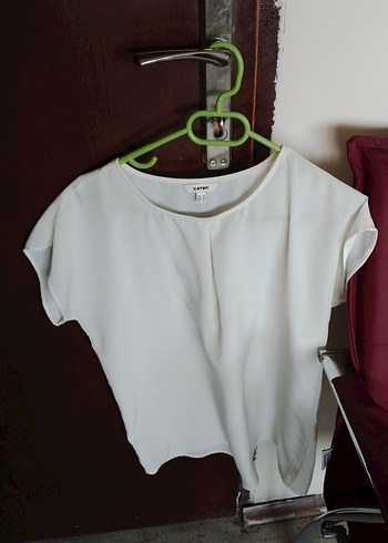 Beyaz Kısa Kollu Salaş Bluz - Görsel 2