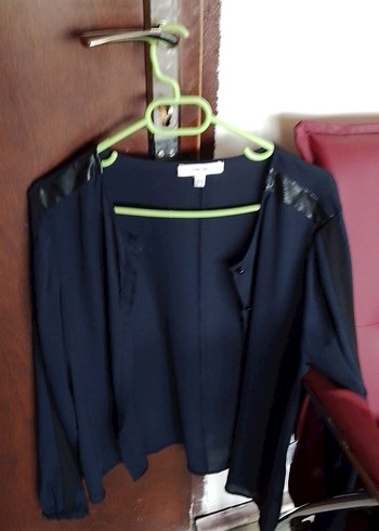 Kemerli, Askılı, Lacivert Kadın Gömlek - Görsel 2