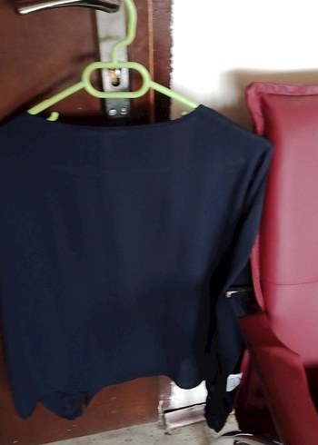 Kemerli, Askılı, Lacivert Kadın Gömlek - Görsel 6