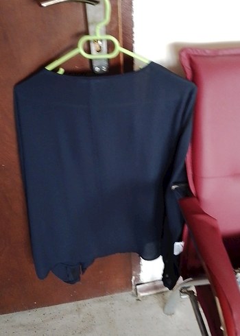 Kemerli, Askılı, Lacivert Kadın Gömlek - Görsel 5