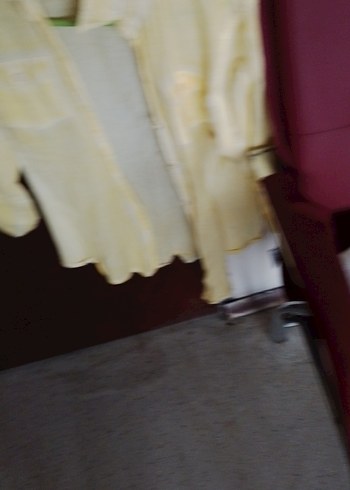 Düğmeli Sarı Keten Kadın Gömlek - Görsel 3