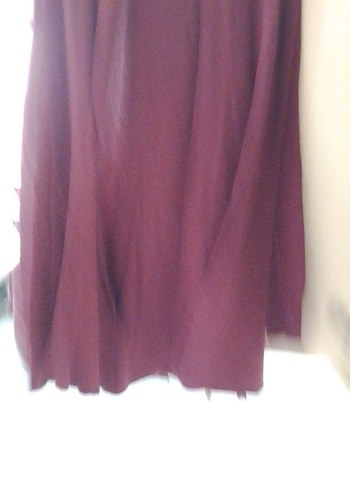 Bordo Kadın Uzun Kollu Midi Hırka - Görsel 3