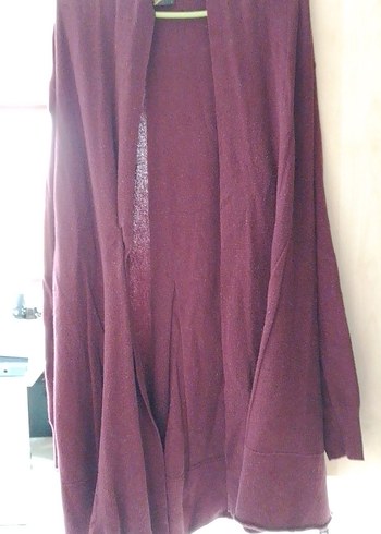 Bordo Kadın Uzun Kollu Midi Hırka - Görsel 2