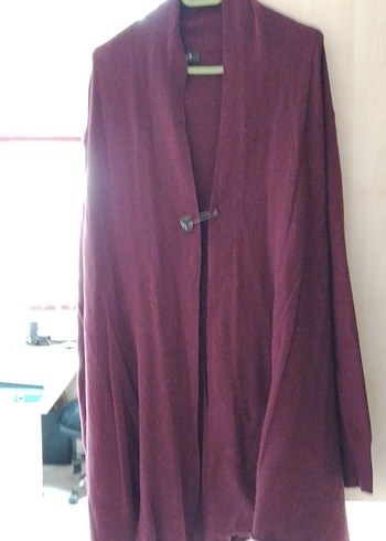 Bordo Kadın Uzun Kollu Midi Hırka - Görsel 4