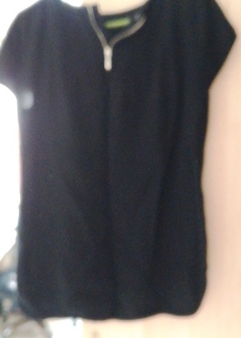 Siyah Kısa Kollu Rahat Kadın Bluz - Görsel 4