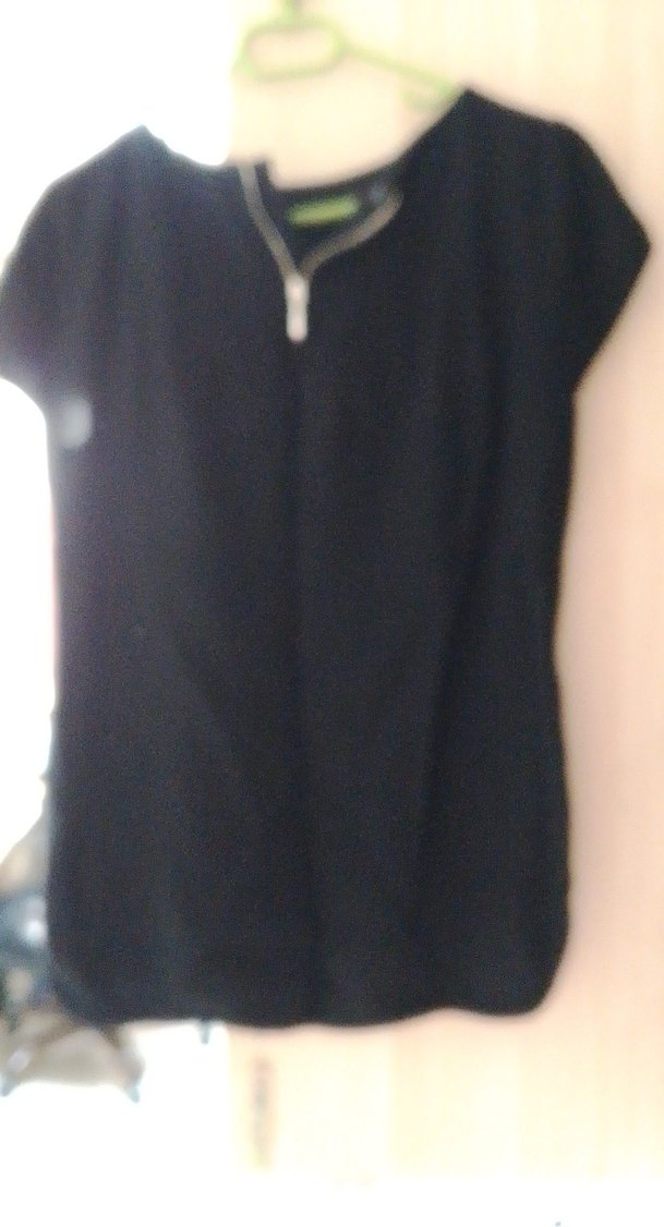 Siyah Kısa Kollu Rahat Kadın Bluz - Görsel 4