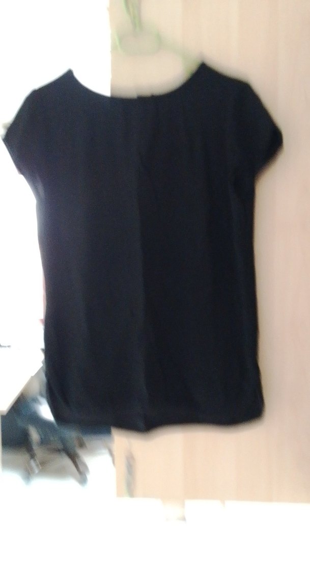 Siyah Kısa Kollu Rahat Kadın Bluz - Görsel 2