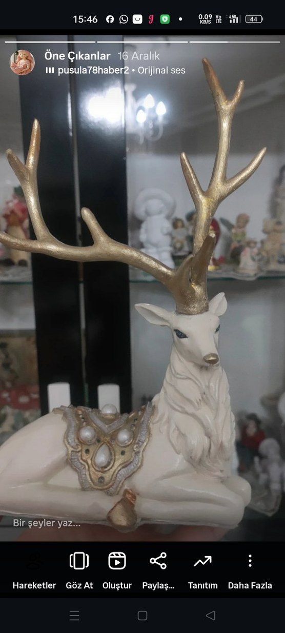 Altın Boynuzlu Beyaz Geyik Biblo - Görsel 3