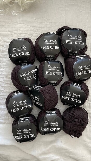 La mia linen cotton koyu kahve/ siyah el örgü ipi