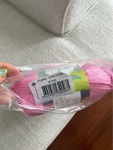 Diğer Kartopu pure viscose pembe el örgü ipi