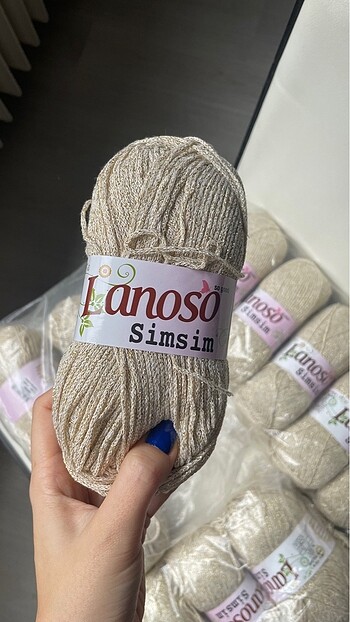 Lanoso simsim altın rengi simli el örgü ipi