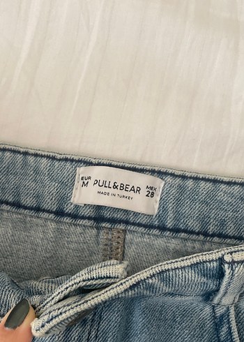 Pull and Bear Pull&Bear Fırfırlı Mavi Denim Mini Etek
