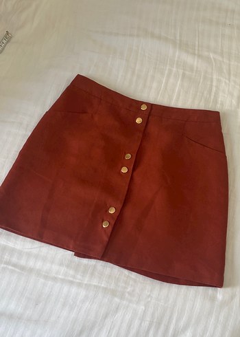 Miss Selfridge Düğmeli Süet Mini Etek