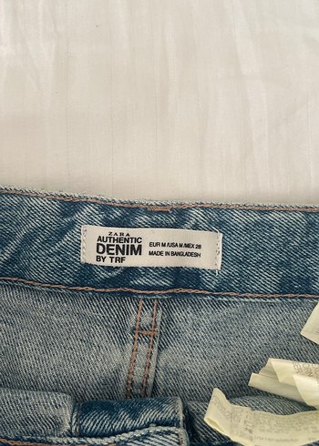 Zara Zara Düğmeli Kot Mini Etek