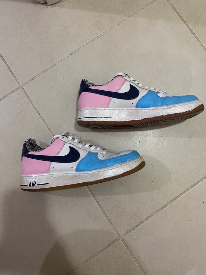 Nike Bağcıklı Mavi Pembe Air Force Spor Ayakkabı - Görsel 2