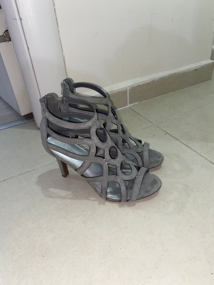 Gri Stiletto Topuklu Kadın Akşam Ayakkabısı - Görsel 2