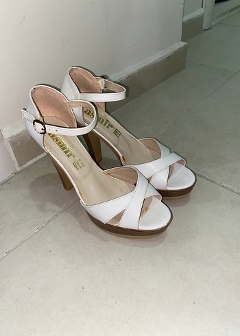 Beyaz Platform Topuklu Kadın Abiye Ayakkabı - Görsel 2