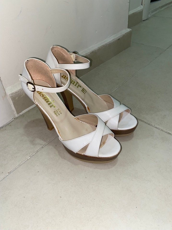 Beyaz Platform Topuklu Kadın Abiye Ayakkabı - Görsel 2