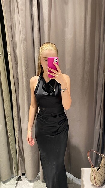 Zara saten elbise
