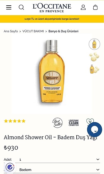 L'Occitane Almond Shower Oil - Badem Duş Yağı