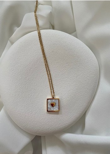 Altın Renkli Kare Desenli Midi Kolye - Görsel 2