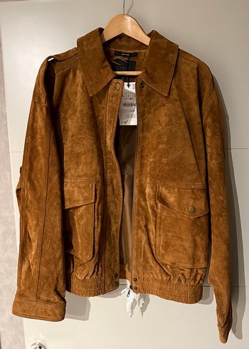 Zara Kadın taba Süet deri Ceket - Görsel 3
