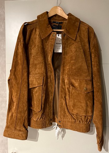 Zara Kadın taba Süet deri Ceket - Görsel 2