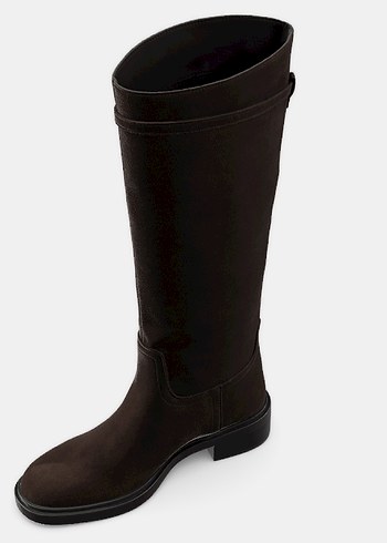 Zara Kahverengi Süet Kemerli Dizüstü Kadın Çizme - Görsel 4