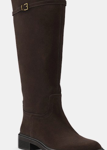 Zara Kahverengi Süet Kemerli Dizüstü Kadın Çizme - Görsel 3