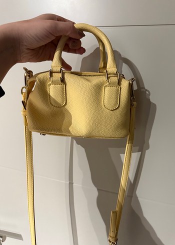 Sarı Deri Kadın El Çantası - Görsel 4