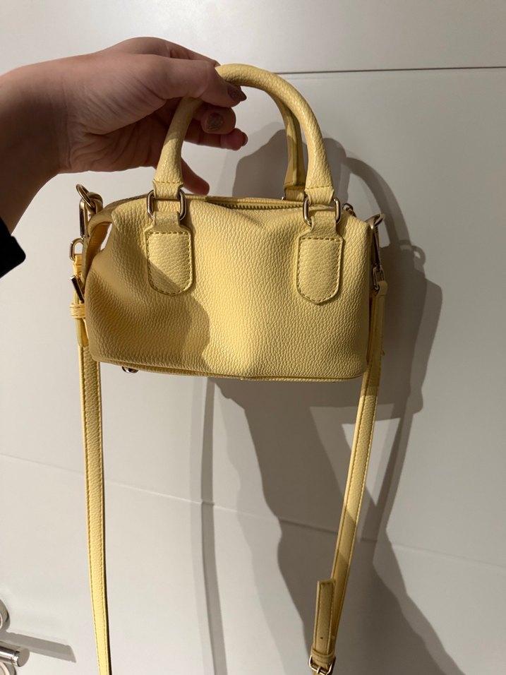 Sarı Deri Kadın El Çantası - Görsel 4