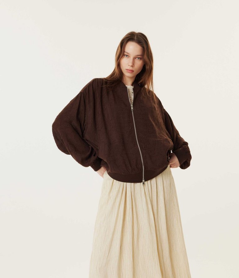 Twist Kahverengi Fermuarlı Kadın Ceket - Görsel 3