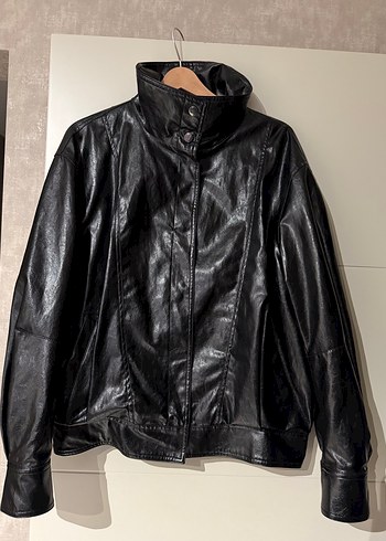 Zara Deri bomber Ceket, Yüksek Yakalı, Kemerli - Görsel 5