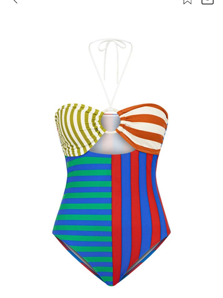 Çizgili ve Renkli Plaj Kimono ve mayo - Görsel 3