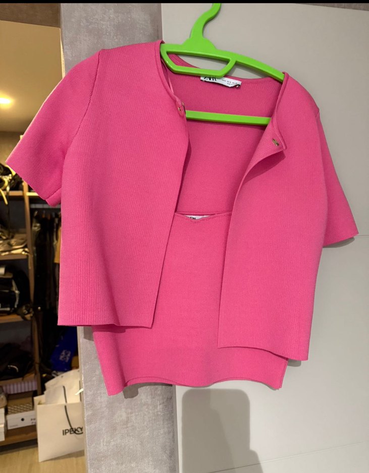 Zara triko ikili hırka bluz - Görsel 2