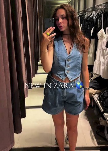Zara Denim Yelek Sort Takimi