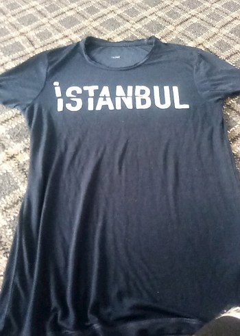 Mavi Baskılı Tişörtü, Kısa Kollu, Rahat Kesim