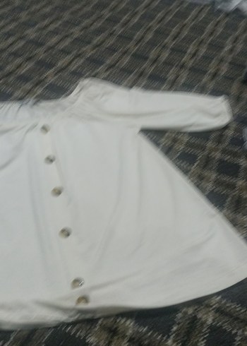 Düğmeli Beyaz Keten Kadın Bluz - Görsel 3