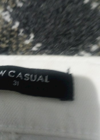 Beyaz Pamuklu Kemerli Kadın Pantolon - Görsel 2