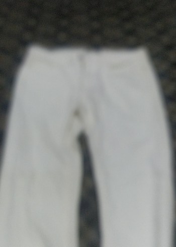 Beyaz Pamuklu Kemerli Kadın Pantolon - Görsel 3