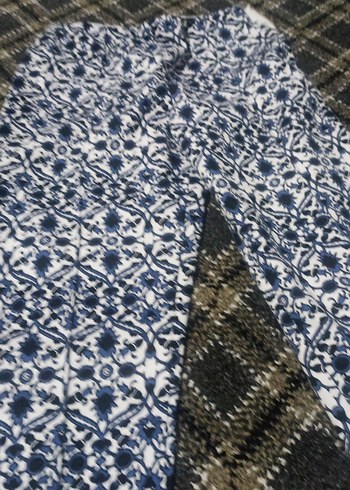 Koyu Mavi Desenli Bohem Kumaş Pantolon - Görsel 2