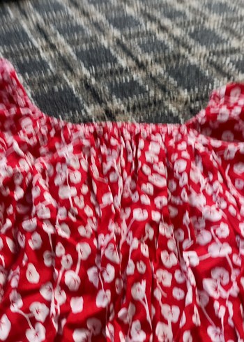 Kırmızı Çiçek Desenli Uzun Bohem Elbise - Görsel 3