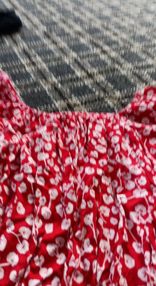 Kırmızı Çiçek Desenli Uzun Bohem Elbise - Görsel 3