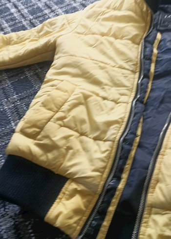 Parlak Sarı Kadın Kışlık Fermuarlı Ceket - Görsel 3